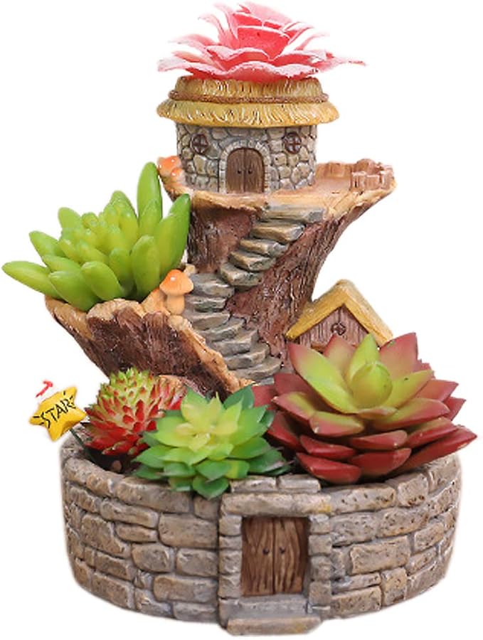 Nicexshop Unique Stone House Garden Decoration Planter