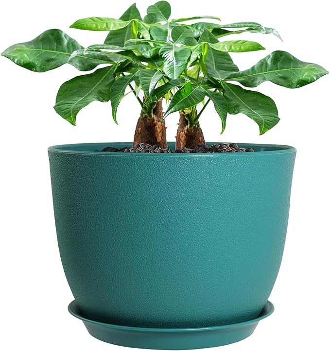 Nicexshop 12 Inch Black Speckled Plastic Plant Pot