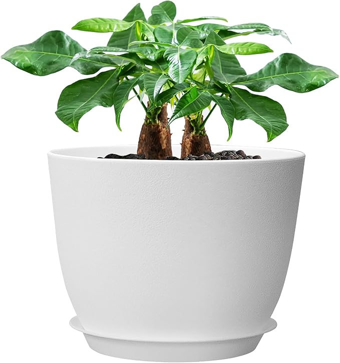 Nicexshop 12 Inch Black Speckled Plastic Plant Pot