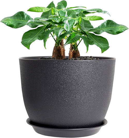 Nicexshop 12 Inch Black Speckled Plastic Plant Pot