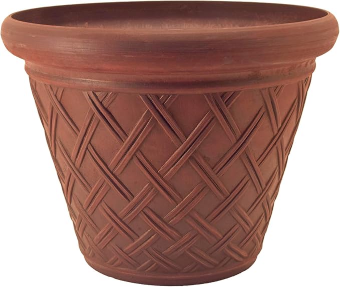 Nicexshop Large Terra Cotta Basket Weave Plant Pot